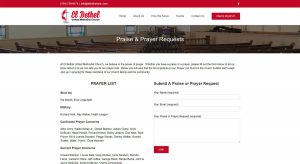 El Bethel UMC Prayer Request Page Example